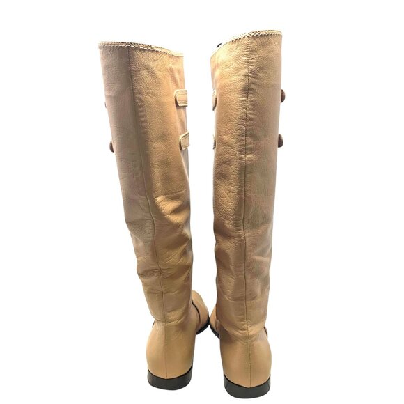 Sergio Rossi Leather Buckle Accent Pull On Tall Boots - Picture 12 of 13